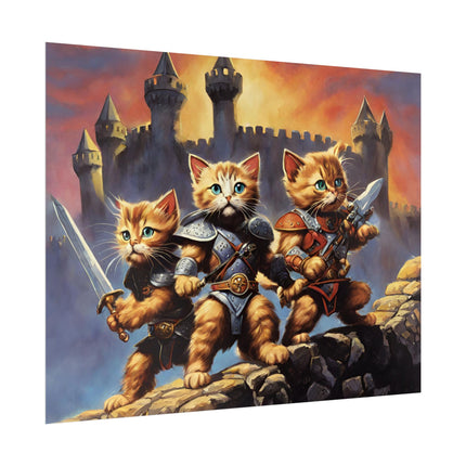 CAT BATTLE WARRIORS Poster - 80's Universe of Kitten Fighters Fantasy Epic Feline Battle Art