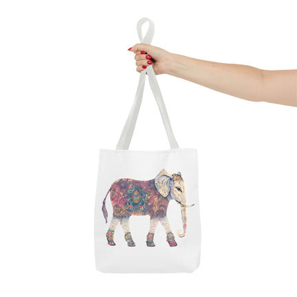 Elephant Lovers Tote | Majestic Color Pattern Custom Grocery Bag | Animal Gift Office Travel Carrier | Wild Woodland Business Traveler