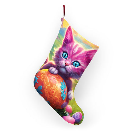 Personalized Easter Gift, Pink Kitten Stocking, Easter Egg Sock Stuffer, Kids Adults Cute Fun Hide and Seek Present