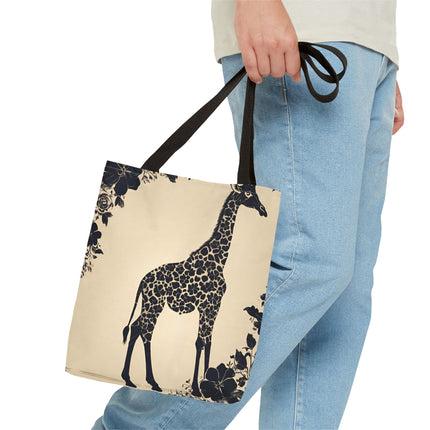 Giraffe Lovers Tote | Floral Safari Animal Grocery Bag | African Savanna Office Travel Carrier | Grassland Wood Forest Cotton Traveler