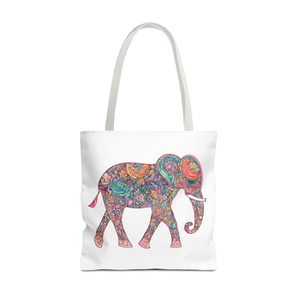 Elephant Gift Tote | Majestic Color Pattern Custom Grocery Bag | Animal Lovers Office Travel Carrier | Wild Safari Business Traveler