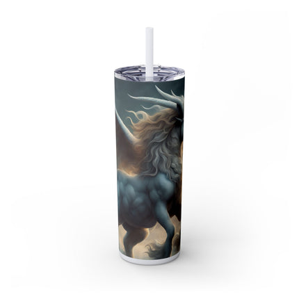 MAJESTIC MYTHS Skinny Tumbler -  Horned Pegasus Sky Cloud Fantasy Traveler