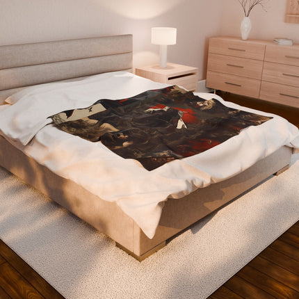 A WARRIOR EMERGES Video Game Inspired Abstract Collage Blanket
