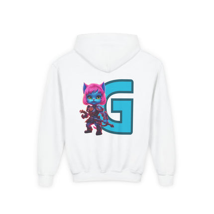 CUSTOM LETTER G WARRIOR CAT - Personalizable Girls Hoodie Sweatshirt