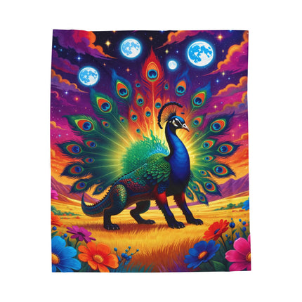 PSYCHEDELIC PEACOCKIGATOR Trippy Lush Blanket