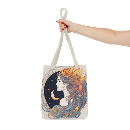 Moon Goddess Tote | Lunar Stars & Space Astronomy Grocery Bag | Laptop Book Carrier | Home Office Solar System Travel Overnight Gift