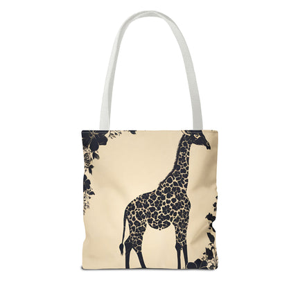 Giraffe Lovers Tote | Floral Safari Animal Grocery Bag | African Savanna Office Travel Carrier | Grassland Wood Forest Cotton Traveler