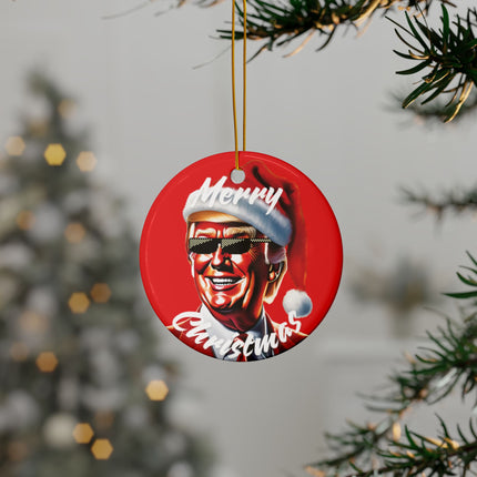 TRUMP MERRY CHRISTMAS Red Ornament