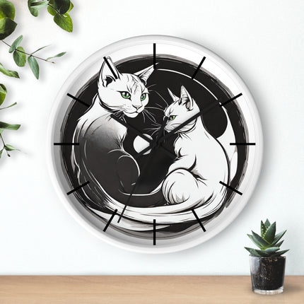MOONLIT MEOWS Wall Clock - Romantic Cats Starry Night Decor