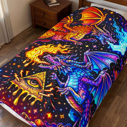 FIRE AND ICE DRAGONS Psychedelic Blanket