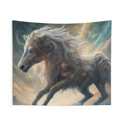 Majestic Myths Wall Art Decor | Mystical Glowing Mane Horse Tapestry | Sky Cloud Fantasy Game Room Hanging | Mythological Bed Room Gift