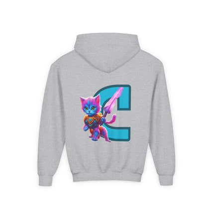 CUSTOM Letter C PERSONALIZED Centaur Warrior Cat Girls Hoodie Sweatshirt (ADD NAME TO FRONT)