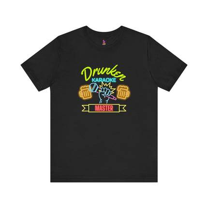 DRUNKEN KARAOKE MASTER Neon 80's Vibe T-Shirt - Funny Party Singer Tee