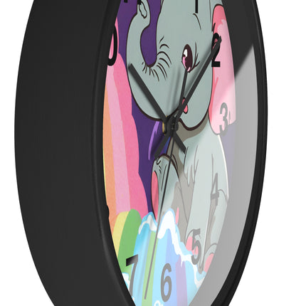 RAINBOW FALLS ELEPHANT Wall Clock - Kids Room Nursery Animal Decor