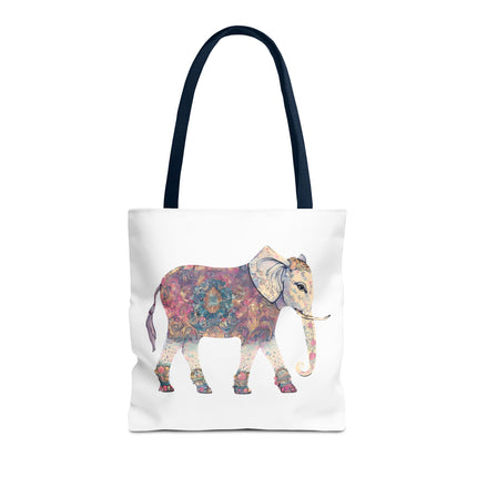 Elephant Lovers Tote | Majestic Color Pattern Custom Grocery Bag | Animal Gift Office Travel Carrier | Wild Woodland Business Traveler