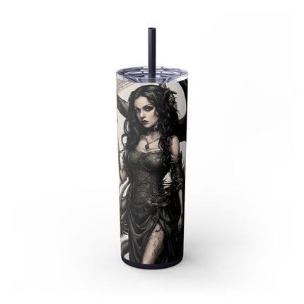GOTHIC REPTILIAN MORPHING DRAGON LADY Skinny Tumbler - Dark Fantasy Cup