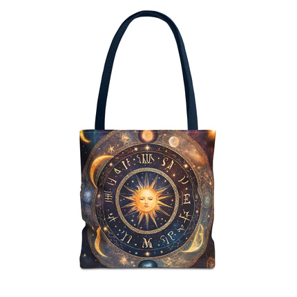 Moon Phases Tote Bag | Lunar Cycle Astronomy Wiccan Grocery Bag | Solstice Home Office Laptop Carrier | Solar System Travel Overnight Gift