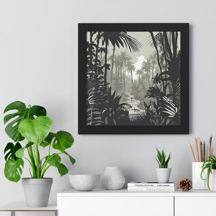 Wall Decor, Jungle Scene, Framed Wall Hanging, Black Shadow Print, Nature Scene Picture, Living Room Poster, Office Scenery