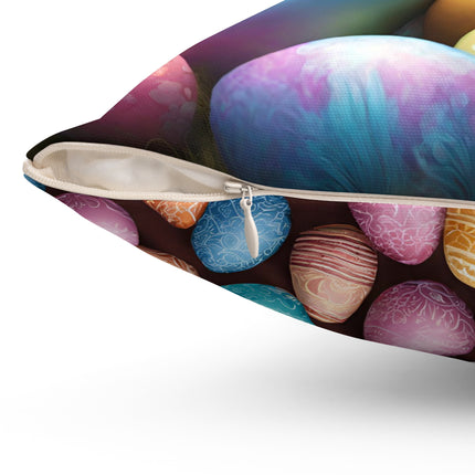 EASTER MORNING BUNNY and Eggs Decorative Pillow