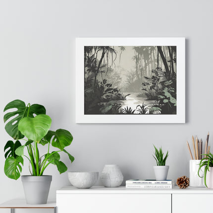 Wall Decor, Jungle Scene, Framed Wall Hanging, Black Shadow Print, Nature Scene Picture, Living Room Poster, Office Scenery