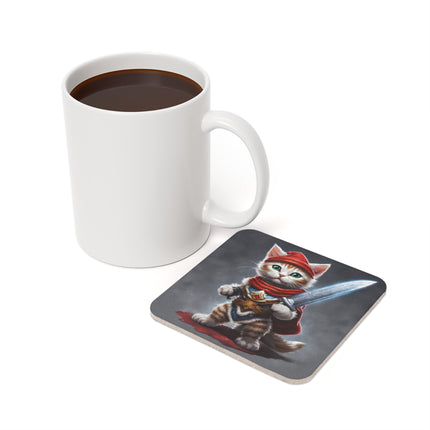 Christmas Drink Coaster Kitten Drink Holder Santa Warrior Kitten Snow Sled Cat Lover Cork Coaster