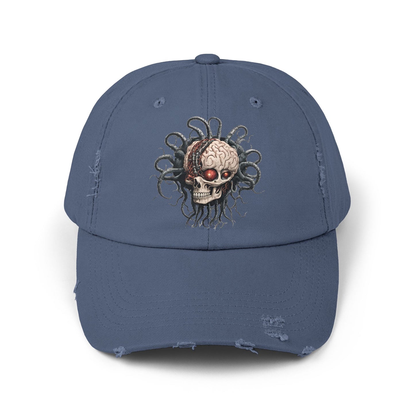 Alien Brain Robot Skull Hat, Contra Video Game Inspired Ball Cap, Metal Tentacle Cyborg Outer Space Bedroom Spring, Summer, Fishing Gift