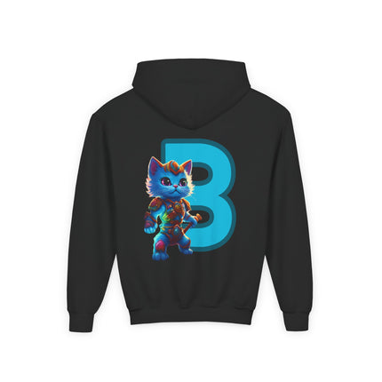 CUSTOM Letter B PERSONALIZED Warrior Cat Boys Hoodie Sweatshirt (ADD NAME TO FRONT)