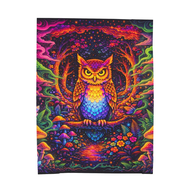 PSYCHEDELIC FOREST OWL Trippy Mushroom Blanket