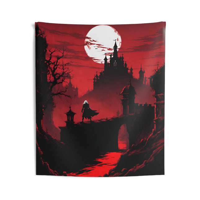 CONQUEROR OF THE HORRORS OF THE NIGHT Video Game Room Inspired Art Tapestry