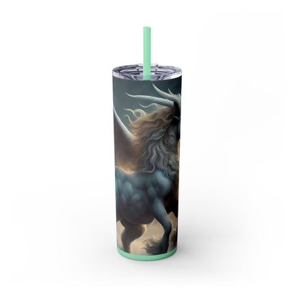MAJESTIC MYTHS Skinny Tumbler -  Horned Pegasus Sky Cloud Fantasy Traveler