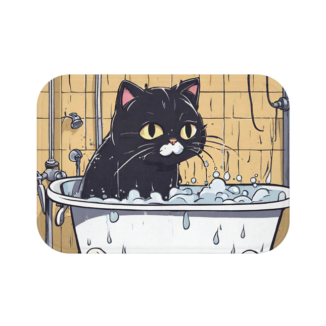 Funny Cute Cat, Cat Lovers Bathroom Rug, Kitty Bathing Floor Mat Bathroom Accent