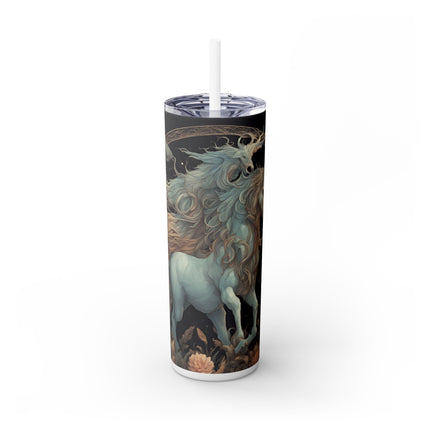 MAJESTIC MYTHS Skinny Tumbler - Horned Goat Horse Floral Moon Fantasy Traveler