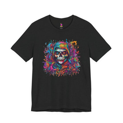 HOODED SKELETON 80's Cartoon Splash Graffiti T-Shirt - Retro Street Art Tee