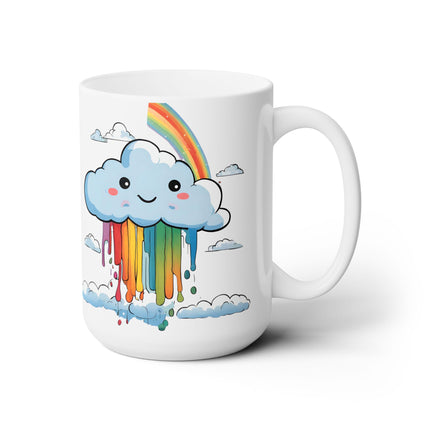 Pouring Creativity Mug, Rainbow Coffee Cup, Happy Colors Mug, Girls Ceramic Mug 15oz