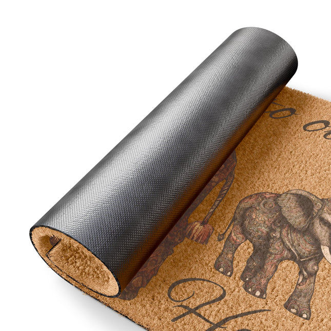 WELCOME TO OUR HERD Majestic Pattern Elephant Doormat