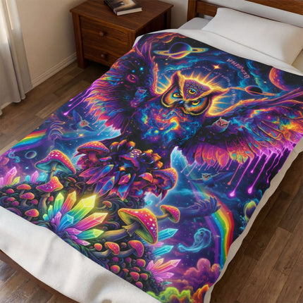 SPIRIT OWL GUARDIAN Galaxy Psychedelic Blanket
