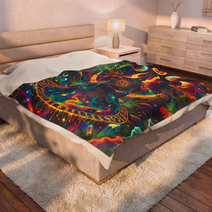 TRIPPY PAGAN MOON CYCLE Psychedelic Blanket