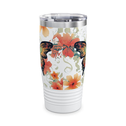 BUTTERFLY Tumbler - Flying Insect Flower Pattern Travel Mug