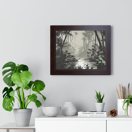Wall Decor, Jungle Scene, Framed Wall Hanging, Black Shadow Print, Nature Scene Picture, Living Room Poster, Office Scenery