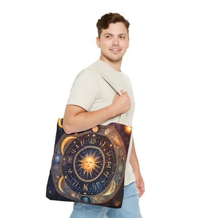 Moon Phases Tote Bag | Lunar Cycle Astronomy Wiccan Grocery Bag | Solstice Home Office Laptop Carrier | Solar System Travel Overnight Gift