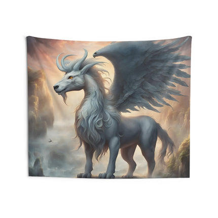 Majestic Myths Wall Art Decor | Pegasus Horned Winged Horse Tapestry | Sky Cloud Fantasy Game Room Hanging | Mythological Bed Room Gift