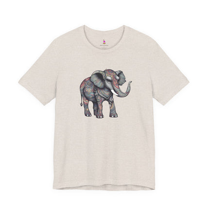 MAJESTIC FLOWER PATTERN ELEPHANT T-Shirt - Elegant Floral Wildlife Art Tee