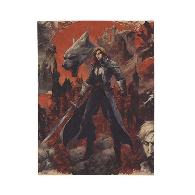 A LEGENDARY ADVENTURER RISES AT THE HOWL OF MIDNIGHT Video Game Inspired Abstract Collage Blanket