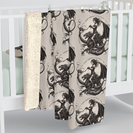 GOTHIC DRAGON RIDER Fleece Blanket