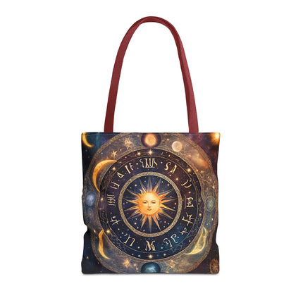 Moon Phases Tote Bag | Lunar Cycle Astronomy Wiccan Grocery Bag | Solstice Home Office Laptop Carrier | Solar System Travel Overnight Gift
