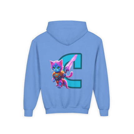 CUSTOM Letter C PERSONALIZED Centaur Warrior Cat Girls Hoodie Sweatshirt (ADD NAME TO FRONT)