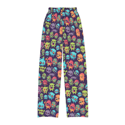 Kids Zombie Pajama Pants | Vintage 90's Style Retro Monster Gross Out Bed Time Wear | Cute Furry Fuzzy Beast Monsters Child Night Bottoms