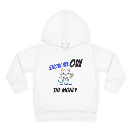 Funny Cat Toddler Hoodie, Boys or Girls Show MeOW The Money Cute Saying Graphic Fleece Pullover