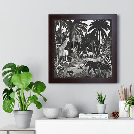 Animal Kingdom Print, Jungle Wall Decor, Elephant Picture, Shadow Wall Hanging, Giraffe Picture, Living Room Poster, Office Scenery