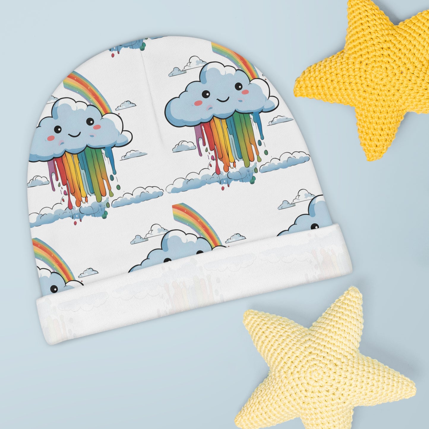 Baby Beanie Cap, Rainbow Clouds Hat, Infant Winter Beanie